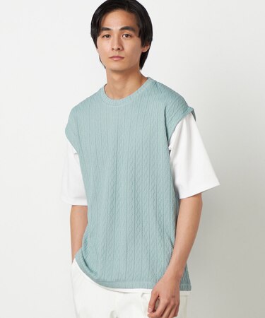 ケーブルレイヤードTシャツ