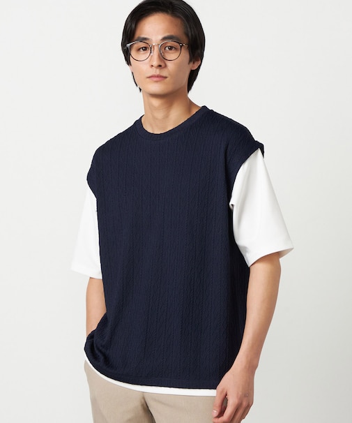 ケーブルレイヤードTシャツ