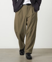 【セットアップ対応】EVALET  ポリエステル ブッチャー ワンタック ワイドテーパードパンツ