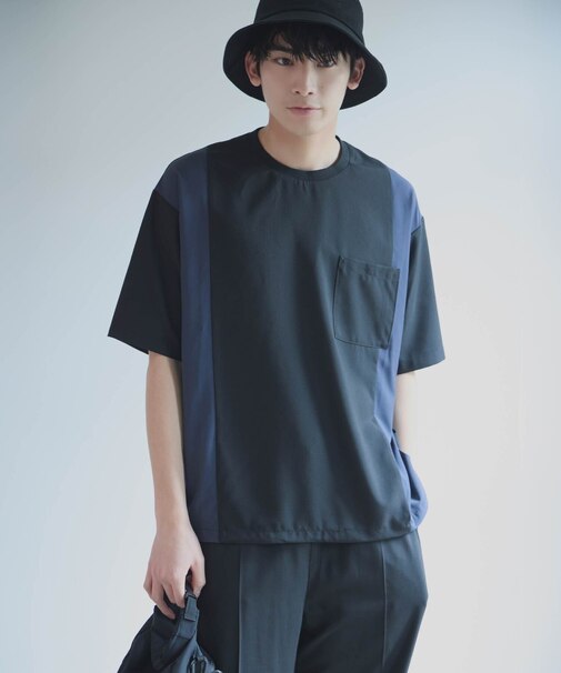 ライトウエイトポリエステル ブロッキング 布帛Tシャツ