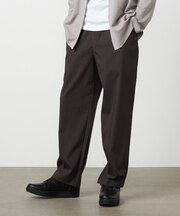 ポリエステル グレンチェック ストレッチ リラックスワイドテーパードパンツ