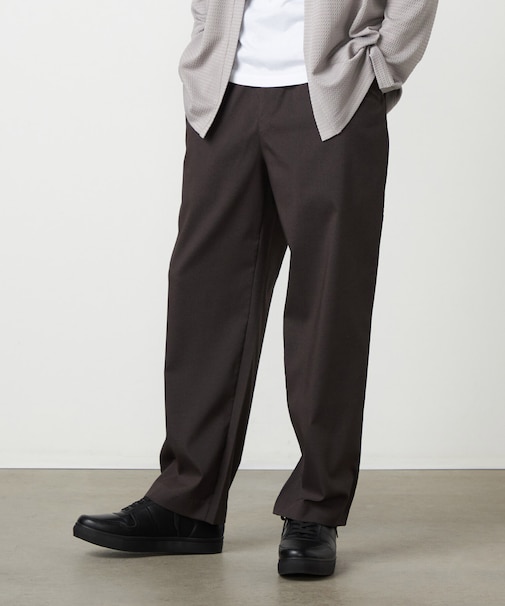 ポリエステル グレンチェック ストレッチ リラックスワイドテーパードパンツ