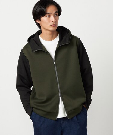 ヘリンボーンコンビ フーデッドブルゾン