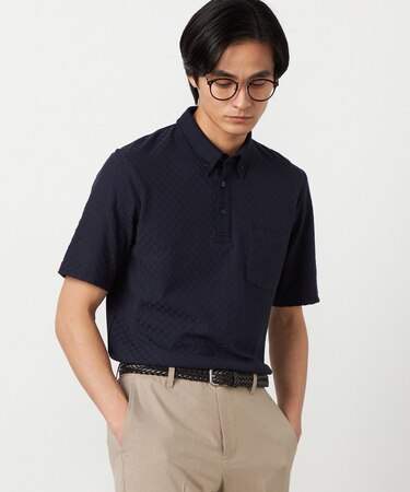 【吸水速乾】市松ジャカード ポロシャツ
