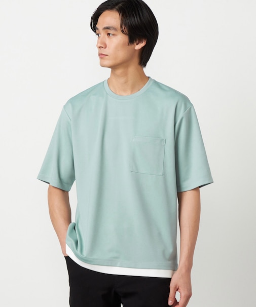 【吸水速乾】フェイクレイヤードTシャツ