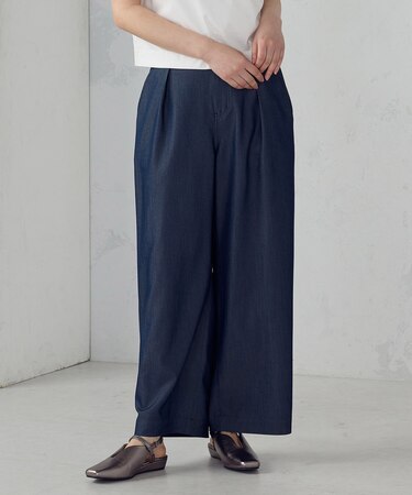 デニムライク ワイドパンツ/セットアップ対応