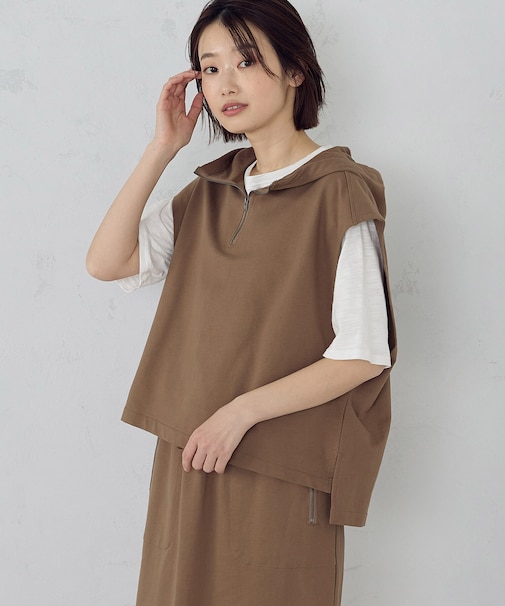 【セットアイテム】裏毛フーディーベスト＋Ｔシャツ/セットアップ対応