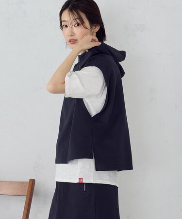 【セットアイテム】裏毛フーディーベスト＋Ｔシャツ/セットアップ対応