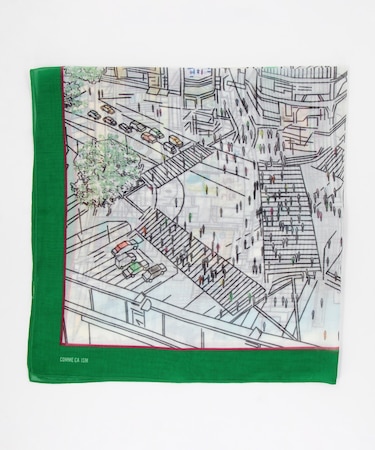スクランブル風景プリント スカーフ