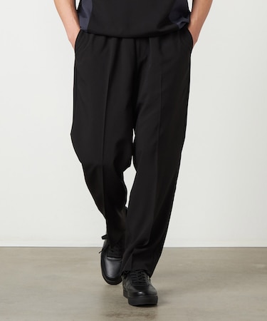 ライトウエイトポリエステル リラックスワイドテーパードパンツ