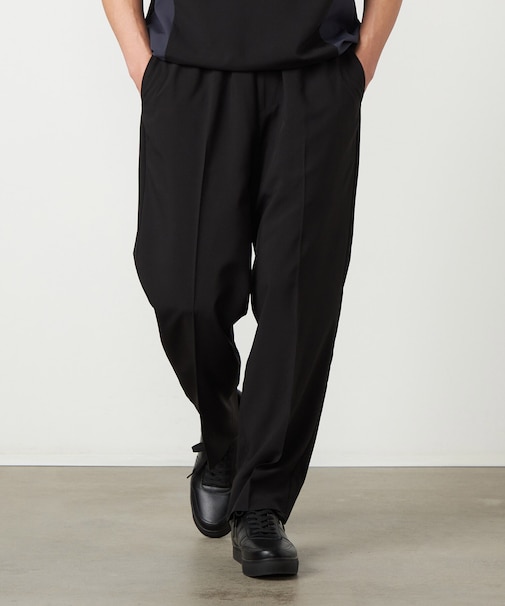 ライトウエイトポリエステル リラックスワイドテーパードパンツ