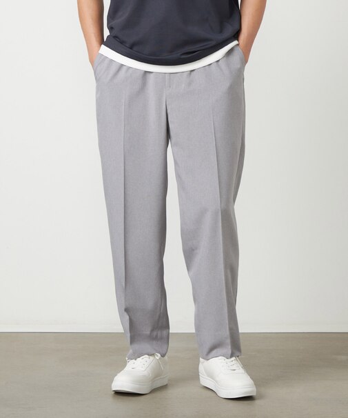 ライトウエイトポリエステル リラックスワイドテーパードパンツ