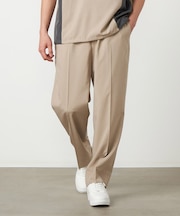 ライトウエイトポリエステル リラックスワイドテーパードパンツ