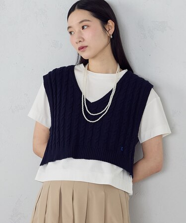 ケーブル Ｖネックベスト