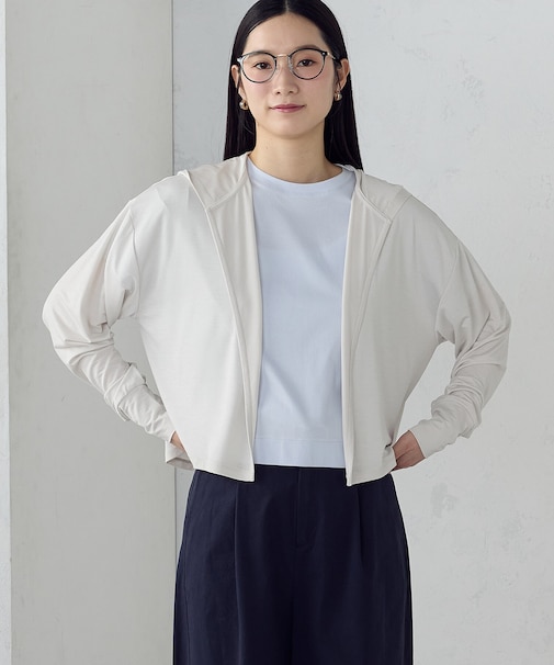 【接触冷感･UVカット･防シワ】着流しフーディ