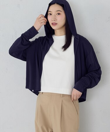 【接触冷感･UVカット･防シワ】着流しフーディ