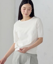 【ウォッシャブル・UVカット】ベーシック 2WAYネック5分袖ニット