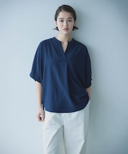 ポリエステルデシン スキッパーTブラウス