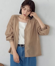 Vネック シアーブルゾン