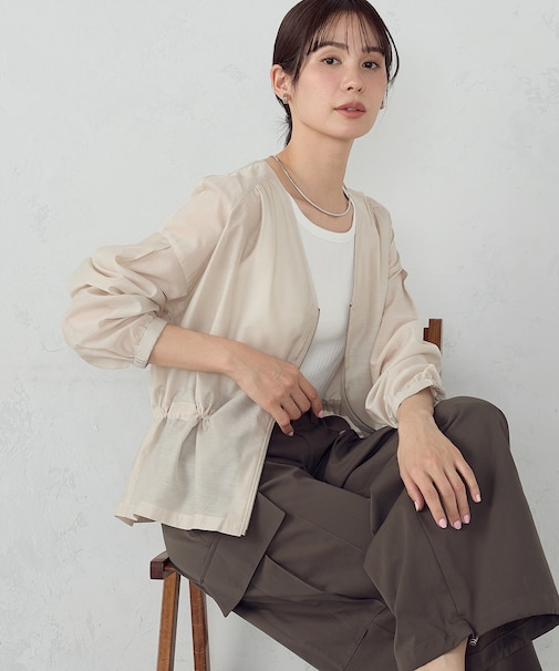 Vネック シアーブルゾン