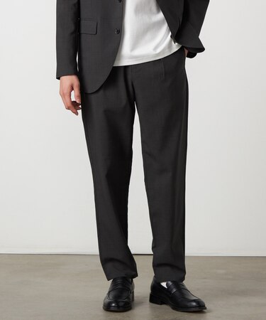 【セットアップ対応】【ウォッシャブル】リネンライクポリエステル テーパードパンツ