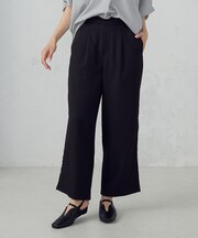 【美しいベーシックパンツ】麻調 ワイドパンツ