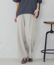 【美しいベーシックパンツ】麻調 ワイドパンツ