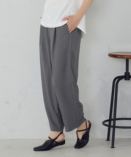 【美しいベーシックパンツ】麻調 ワイドパンツ