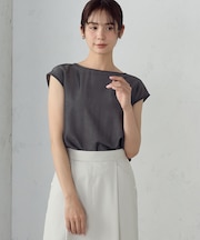 後ろ開きノーカラーブラウス/セットアップ対応