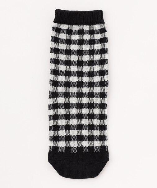 バックロゴ ギンガムチェック クルーソックス