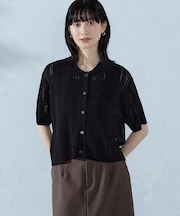 【ウォッシャブル】メッシュ ニットシャツ