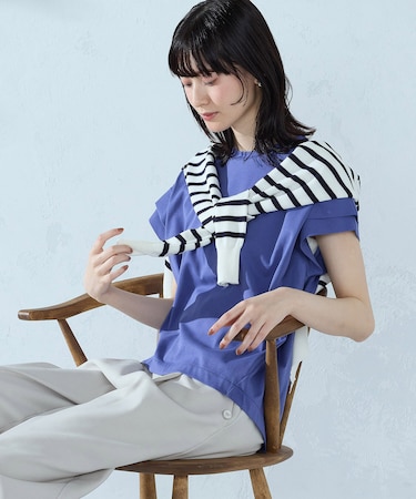 【接触冷感】袖タックTシャツ