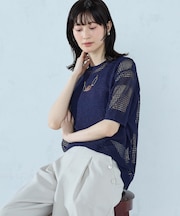 【セットアイテム】透かし編み ボーダープルオーバー＋タンクトップ