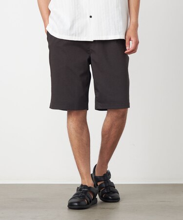 ポリエステルグレンチェックストレッチ ワンタックショートパンツ