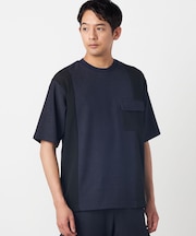 デニムライクストレッチ 半袖プルオーバー