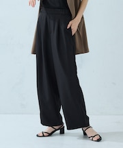 【美しいベーシックパンツ】麻調 ワイドパンツ