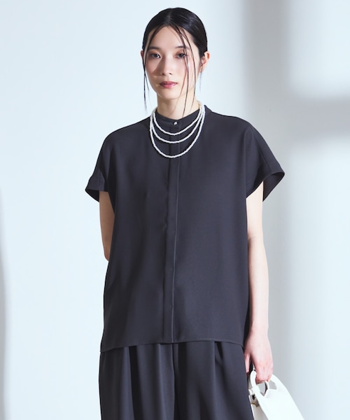セットアップ対応】シフォンジョーゼット バックプリーツブラウス