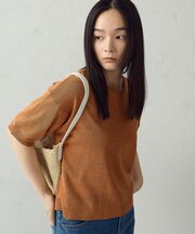 リネン混 スウェットライクニット