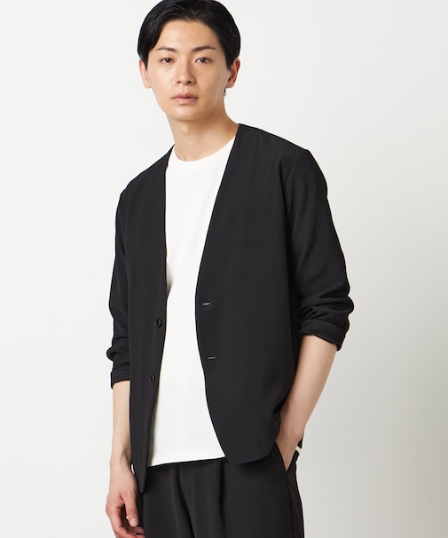 【セットアップ対応】楊柳ポリエステル ノーカラージャケット