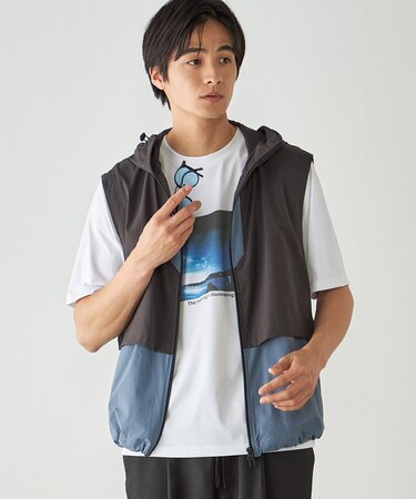 リップストップ ナイロンストレッチ ブロッキングベスト / セットアップ対応