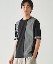 ストライプ ブロッキングTシャツ