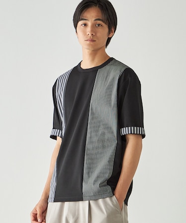ストライプ ブロッキングTシャツ