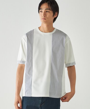 ストライプ ブロッキングTシャツ