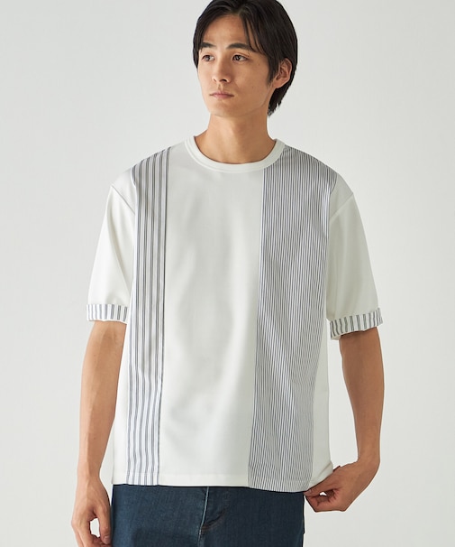 ストライプ ブロッキングTシャツ