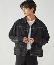 コントラストステッチ ショートブルゾン