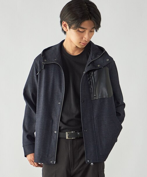 デニムライク ストレッチ デッキブルゾン
