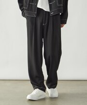 コントラストステッチ ワンタックワイドテーパードパンツ
