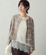 からみ織 ノーカラージャケット
