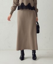 【マシンウォッシャブル】Iラインニットスカート / セットアップ対応