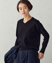 【マシンウォッシャブル】ベーシックニット Vネックニット